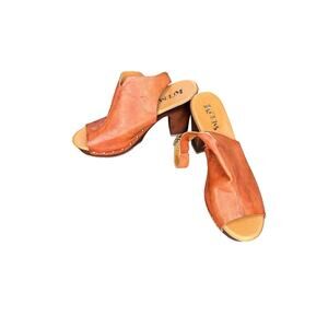Korks Arden Brown Vegan Leather‎ Buckle Studded Clog Heels Size 11
